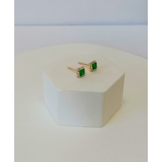 Σκουλαρίκια σε Χρυσό 14Κ - με τετράγωνα emerald ζιργκόν (E318)